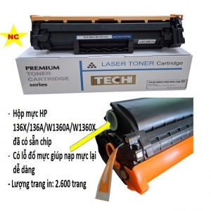 Hộp mực có chíp HP 136X, 136a, (W1360X), M211d, M211dw, M236dw, M236sdw, m209dwe, m209dw, m233dw, m233 sdw, m234sdw, 234dw